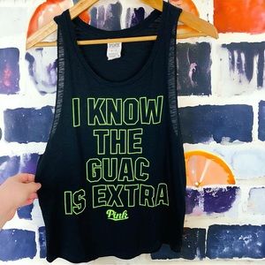 Victoria’s Secret PINK I Know The Guac Is Extra Chipotle Sleeveless Muscle Tee